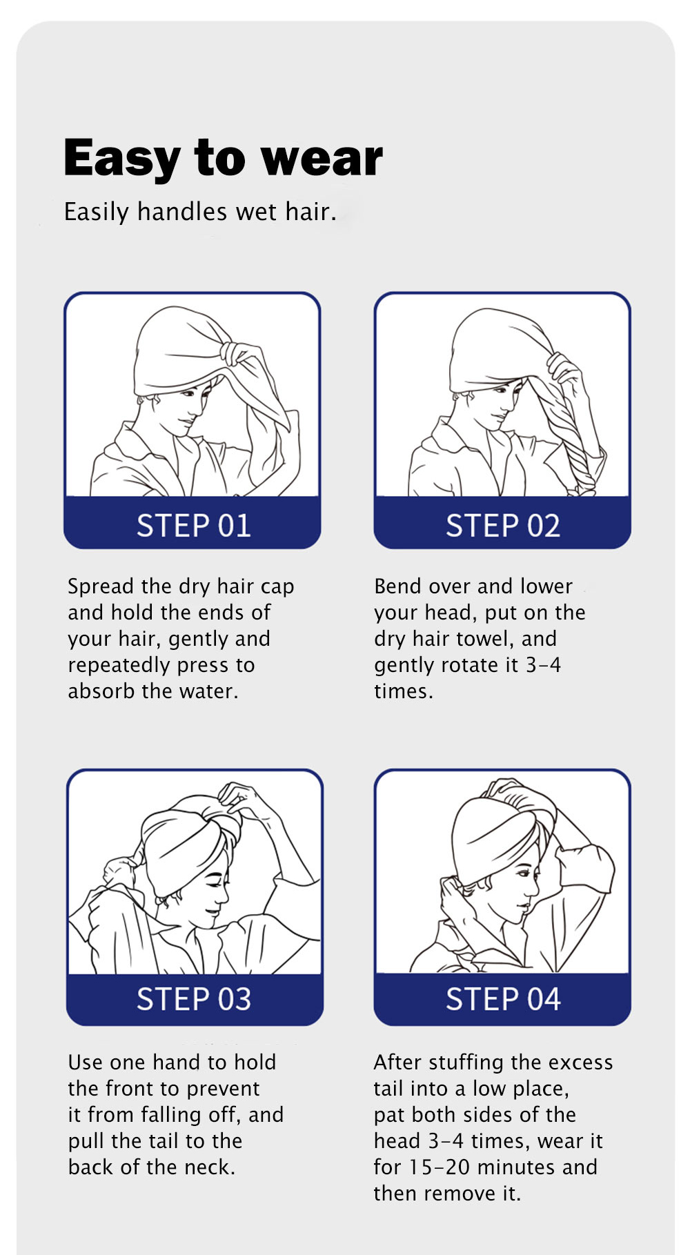 Wide Tail Dry Hair Cap-9